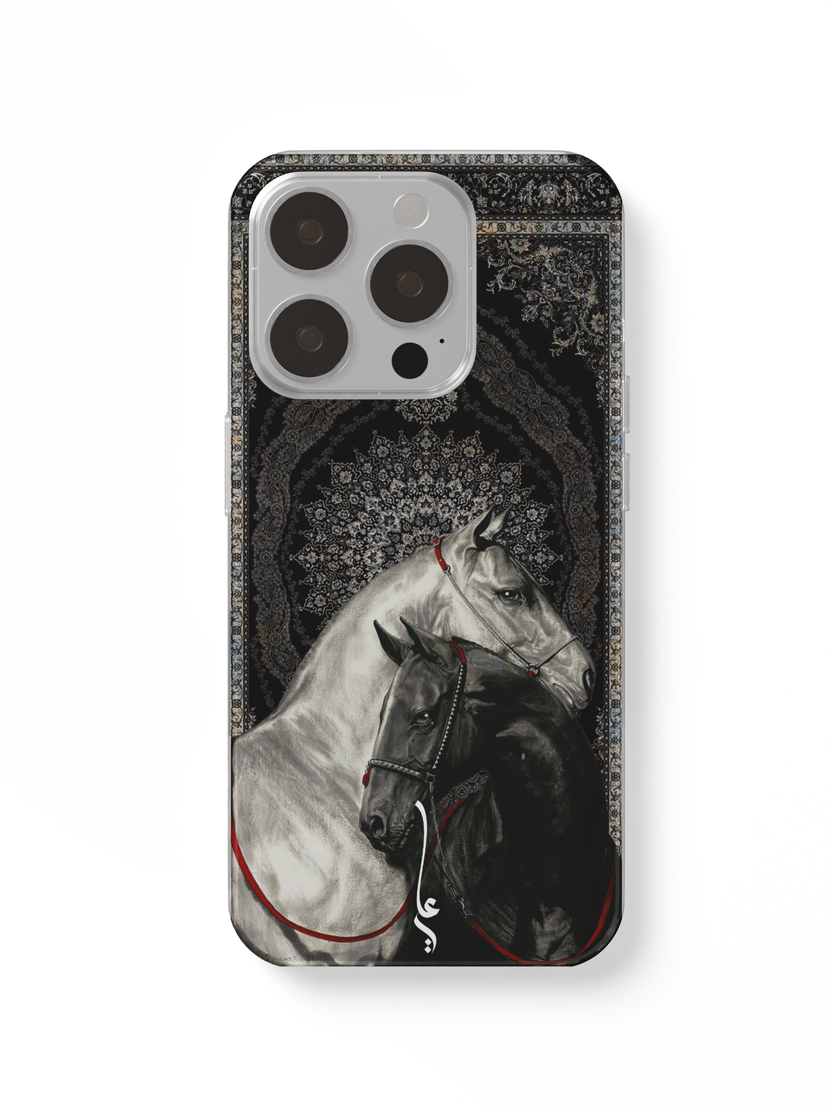phone case black carpet and horse
