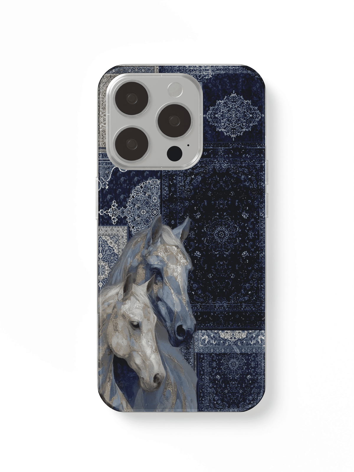 phone case blue carpet and horse 2