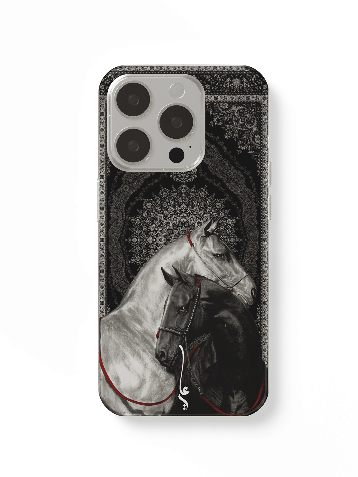 phone case black carpet and horse
